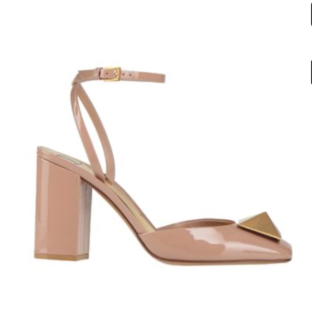 Valentino One Stud 90 Patent Pump beige